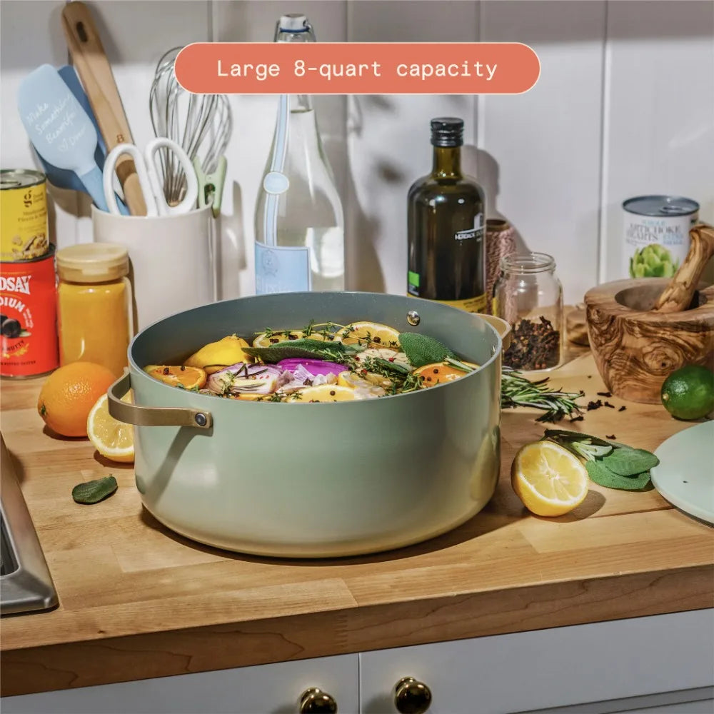 Saucepan 8 Quart Stock Pot Cookware Sesame Drew Dutch Oven Cooking