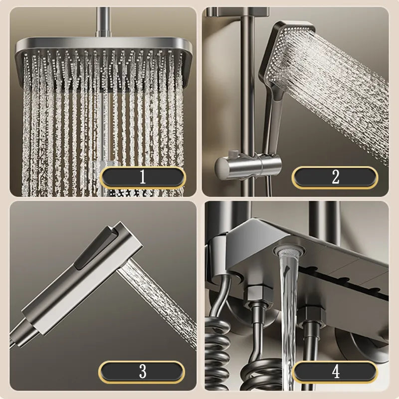 Bathroom Shower Full Set Black White Gray Bathtub Shower System