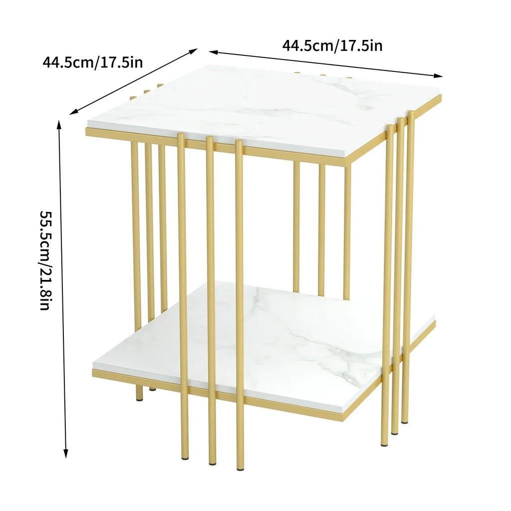 Tea Table End Table Office Coffee Table Square Marble Shelf Small Desk