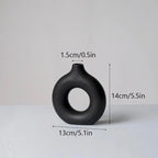 NORTHEUINS Eramic Nordic Donut Hollow Flower Vase Figurines Interior